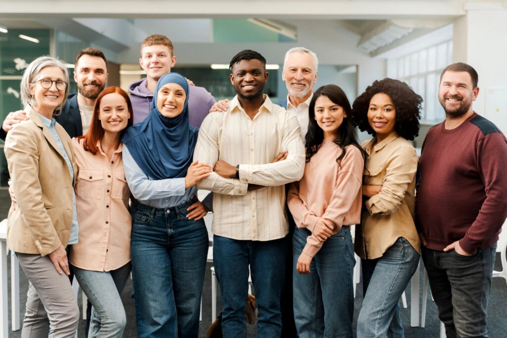 diverse friendly team office African American